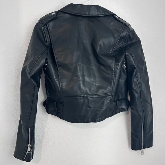 Zara Women’s Faux Leather Bike Jacket XS Black  Military Motorcycle Mob Wife - Picture 3 of 3